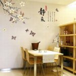 Adesivos de parede Kamay com tinta de caligrafia chinesa citações silenciosas com flor de magnólia coloridas Butterfly Pantings para decoração de casa, mural, quarto, escritório, sala de estar, sofa TV size 60x90 xh916 - Image 3