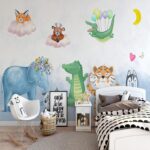 Custom Mural Wallpaper 3D Cartoon Cute Animal Watercolor Mural Children's Room Background Wall size 50x70 sk7153 - Image 4