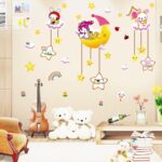 Wallpark Cute Smiling Star Moon Cartoon Rabbit Removable Wall Sticker Decal, Children Kids Baby Home Room Nursery DIY Decorative Adhesive Art Wall Mural size(60x90) xl8073 - Image 4