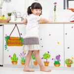MJ7031 BEST OF BEST Flower Cactus Plant Potted Wall Sticker Home Decal Removable PVC Murals Wallpaper Girls Boys Kids Baby Nursery Bedroom Living Room Bathroom Kitchen Window - Image 5