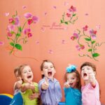Flipkart SmartBuy 152 cm Wall Stickers Pink Pea Flower for Study Room Self Adhesive Sticker - Image 2