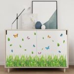 XL7180 Supzone Green Grass Wall Corner Decals Flower Butterfly Baseboard Skirting Line Wall Art Sticker for Bedroom Living Room Kitchen Wall Decor Home Decoration - Image 5