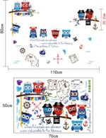 Wallpark Cartoon Cute Pirate Owl Sea Sailboat Map Removable Wall Sticker Decal, Children Kids Baby Home Room Nursery DIY Decorative Adhesive Art Wall Mural size 50x70 sk7103 - Image 6