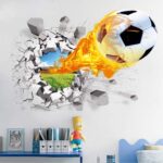 Ncs1473 Lifeupmall 3D Wall Stickers Decorator Removable Break Through The Wall Vinyl Murals Art Decals Kid's Favor Basketball Football Soccer car for Nursery Kids Room Bedroom (Football) - Image 2