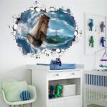 Ampire Wall Stickers 3D Ship Sailing in Thunderstorm Sea Creative Self-Adhesive Vinyl size 60x90  xh9290 - Image 4