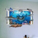 AY9262 Three Dimensional Seaworld Wall Sticker Creative Shark Stickers Removable Room Wall Decoration Sticker - Image 2