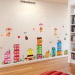 Wallpark Bunt Stadt Haus Gebäude Niedlich Bär Löwe Giraffe Affe Heißluft-Ballon Abnehmbare Wandsticker Wandtattoo, Kinder Kids Baby Hause Zimmer Kinderzimmer DIY Dekorativ Kunst Wandaufkleber - Image 3