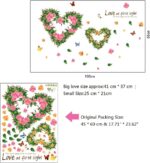 Ays6014 BIBITIME 2 Romantic Flower Hearts Meet "Love at First Sight" Valentines Day Vinyl Quotes Butterfly Lovers Wall Decals Sticker - Image 5