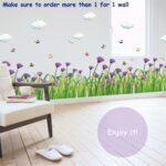 Purple Chrysanthemum Centaurea Flowers Butterflies Baseboard Wall Decals Stickers  size 50x70  sk7005