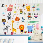 3D Cartoon Wall Sticker Animal Wall Stickers Kids Room Baby Bedroom Decoration Zoo English Letters Kindergarten Early Education Learning Sticker size 60x90 hm92025