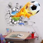 Ncs1473 Lifeupmall 3D Wall Stickers Decorator Removable Break Through The Wall Vinyl Murals Art Decals Kid's Favor Basketball Football Soccer car for Nursery Kids Room Bedroom (Football) - Image 3