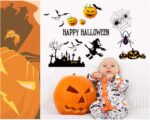 Unique Bargains Halloween Pumpkin Witch Moon Bat Pattern Wall Sticker Black - Image 2
