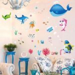 Cartoon Animals Wall Stickers Photo Frames Removable Wall Decals Home Decor PVC Art Mural Baby Boys Girls Kids Bedroom Kitchen Decoration Posters Wall Sticker (Whale Shark Dolphin Sea Aniamls) size 50x70 xls7225 - Image 3