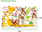 Kids Giraffe Growth Chart Wall Sticker Height Chart Kids Wall Ruler Roll Up Height Chart Portable For Bedroom Nursery Decoration size 50x70 sk7196 - Image 4