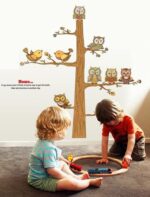 JAAMSO ROYALS Owl and Tree Natural Home Decoration Self Adhesive Wall Sticker size 60x90 ay9192 - Image 2