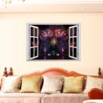 Sk7019 s Wall Stickers Watching Firework Through The Window Wall Decals Living Room Bedroom Wall Poster Mural - Image 4