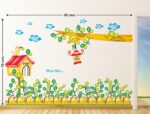 Cartoon Plants Post and Branch with Hanging Lamp' Wall Sticker Decals Design  (PVC Vinyl, ), Multicolour LD2033 Size: 50x70cm - Image 4