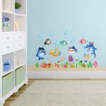 Sk7070 Sticker Ocean Wall Decal for Kids Toddler Baby Shark Turtle Fish bubbles - Image 5