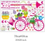 fashionbeautybuy Bike Flower Kite Wall Sticker Decal Home Decor PVC Murals Wallpaper House Art Picture Living Room Adult Senior Teen Kids Baby Bedroom Decoration size 50x70 xls7199 - Image 6