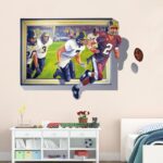 Winahppyhome 3D Fake Window Rugby Sports Wall Stickers for Bedroom Living Room Background Wallpaper Removable Home Decor Decals size 70x100 ay8010xl - Image 2