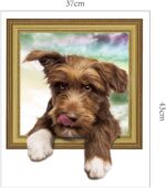 The new 3D simulation cute dog wall sticker PVC removable art decal kids room Bedroom Pet shop background decorative wall stickers