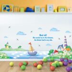 Decals Design Border Design Kids Room School Decoration Boat on Sea Shore Wall Sticker (PVC Vinyl, size 50x70 xls7175 - Image 2