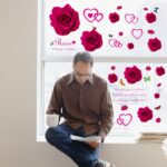 Sk7176 Red Rose Wall Sticker size 50x70