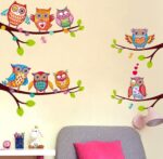 BIBITIME 4 Tree Branches 8 Owls Wall Decal Animal Flower Butterflies Decor Sticker for Living Room Nursery Children Boys Girls Bedroom Kids Room Decor DIY Home Art Mural size 45x60 xh6226 - Image 3