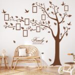 Large Family Photo Tree Wall Sticker 3D Peel and Stick Vinyl Photo Frame Tree Wall Decals Removable Quotes Leaf and Birds Wall Decor for Home Kids Bedroom - Image 5