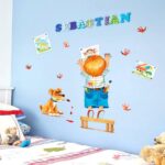 Decorative wall decal, dog and giraffe design for home, removable paper for living room, dining room, bedroom, wall art, DIY for girls, boys, nursery size 50x70 sk7007 - Image 2