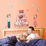 Cake Boy Girl Print Self-adhesive Wall Sticker Decal Wallpaper 70x50cm - Image 2