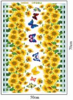 Ay7210 Yellow Gerbera Daisy Flowers Sunflowers with Colorful Butterflies Over Fences Decal for Boys Girls Room Decorations DIY Removable Wall Vinyl Wall Art Stickers by Kamay's - Image 4