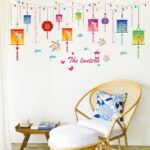 Cartoon Animals Wall Stickers Butterflies Flowers Trees Wall Decals Home Decor PVC Art Mural Baby Boys Girls Kids Bedroom Kitchen Room Decoration Wall Sticker (Colorful Chinese Lantern) size 50x70 xls7130 - Image 6