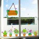 MJ7031 BEST OF BEST Flower Cactus Plant Potted Wall Sticker Home Decal Removable PVC Murals Wallpaper Girls Boys Kids Baby Nursery Bedroom Living Room Bathroom Kitchen Window - Image 2