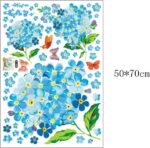 Romantic Blue Flowers Charm Wall Stickers Removable Wall Decals Home Decor PVC Art Mural Baby Boys Girls Kids Bedroom Kitchen Nursery Room Decoration Wall Sticker Posters - Image 3