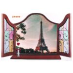 MJ8017cw Generic 3D Window Eiffel Tower Pattern PVC Wall Sticker Paper Mural Ornament 90 x 60cm - Image 4