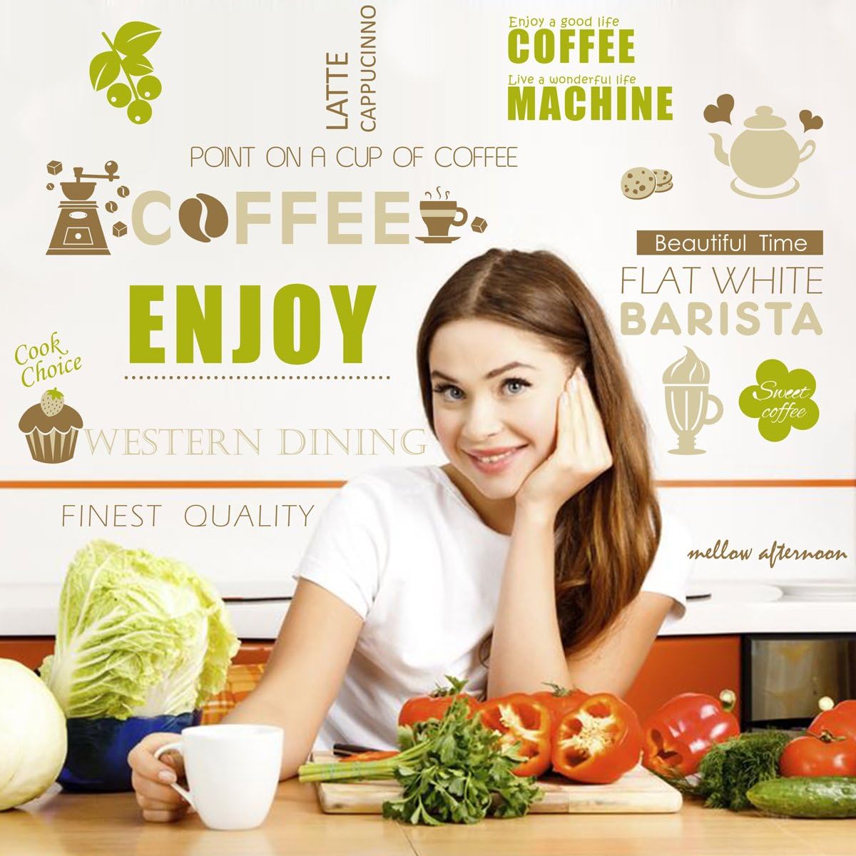 71udleongjL._AC_SL1200 Coffee COFFEE Wall Sticker Wall Sticker Wallpaper Wall Sticker 50*70cm size xh5428 - Image 1