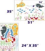 DNVEN 54.3 x 35.0 inches Vinyl Wall Decals Tropical Fish Coral Underwater Removable Decor for Bedrooms, Kids Rooms, Nursery - Image 2