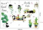 HT94022 Wall Stickers Cartoon Cat Tropical Plant Wall Stickers Decorative - Image 7
