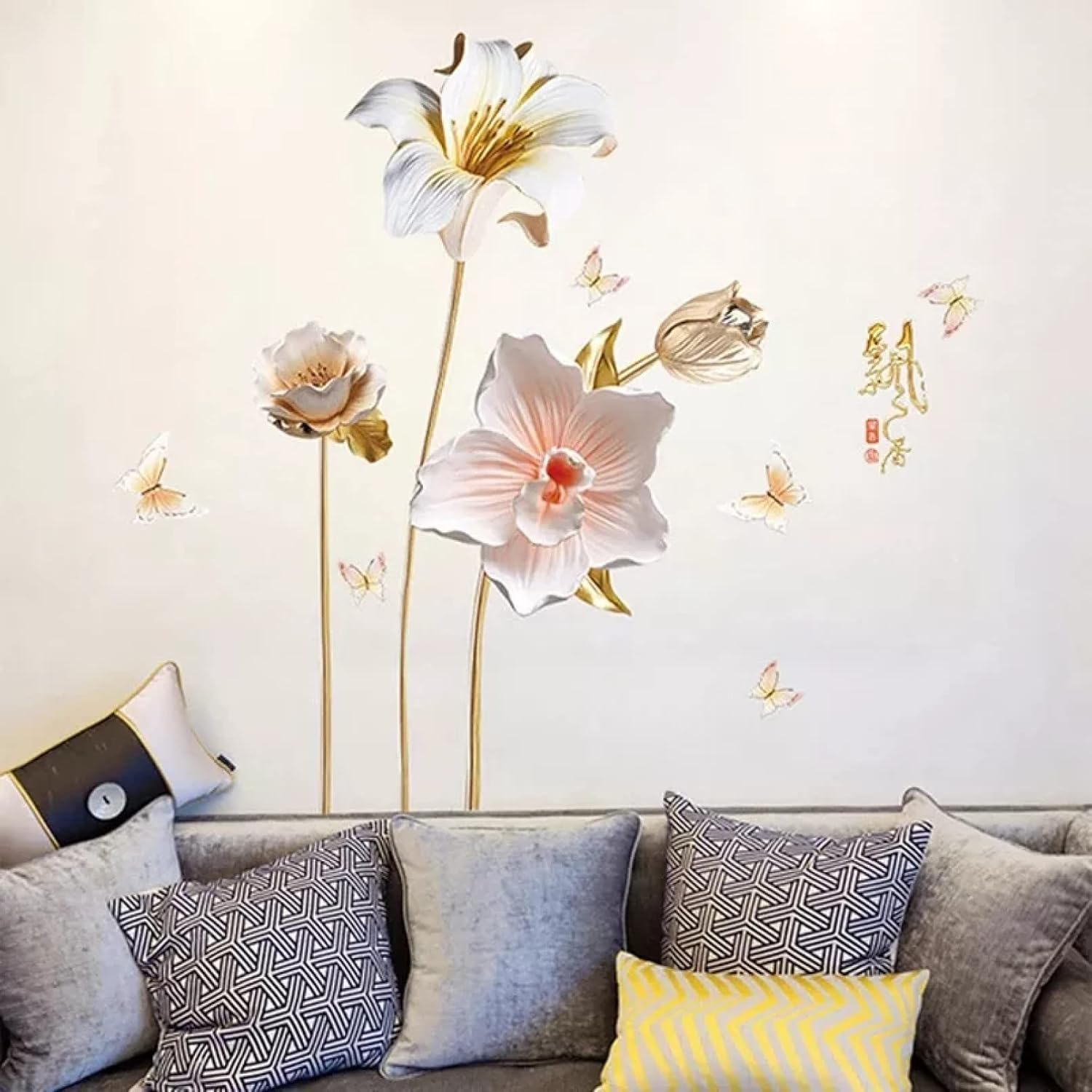 71yW2rmRaOL._AC_SL1500 Relief Flower Wall Stickers Bedroom Decor Living Room Wall Decals Tv Sofa Background Decoration Wall Decor size 60x90 sk9288 - Image 1
