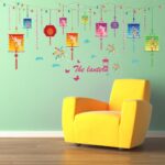 Cartoon Animals Wall Stickers Butterflies Flowers Trees Wall Decals Home Decor PVC Art Mural Baby Boys Girls Kids Bedroom Kitchen Room Decoration Wall Sticker (Colorful Chinese Lantern) size 50x70 xls7130 - Image 3