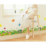 Flower and butterfly fence wall decal AY926B