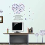 Lavender Flower Wall Sticker Dinding Motif Love  Purple heart decal Size:60x90 Lm8007 - Image 2