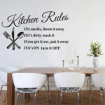 Quotes Kitchen Rules Text Restaurant Wall Sticker Home Cupboard Decal Mural DIY Home Decor for Living Room Adesivo De Parede  dz008  Size: 57 x 33cm - Image 4