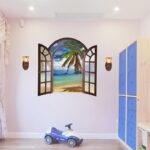 3D Wall Sticker SK9062B Fake Window Blue Sea View European Style Bedroom Living Room Entrance Decoration Self-adhesive Wall Sticker - Image 2