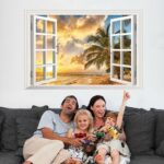 3D wall background wall stickers XL8022B sunset under the beach fake windows wall stickers - Image 2