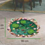 Lotus Carp Water Pool 3D PVC Vinyl Self Adhesive Bathroom, Floor Sticker| 3D, Peel and Stick,  size 60x90 ay9260 - Image 2