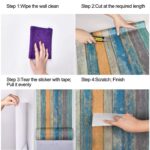 WENMER 17.71" x 118" Wood Plank Contact Paper Wallpaper Distressed Wood Textured Peel and Stick Wallpaper Blue Green Yellow Strips Self-Adhesive Wallpaper roll for Walls Shelves Drawers Furniture Room - Image 4