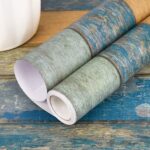 WENMER 17.71" x 118" Wood Plank Contact Paper Wallpaper Distressed Wood Textured Peel and Stick Wallpaper Blue Green Yellow Strips Self-Adhesive Wallpaper roll for Walls Shelves Drawers Furniture Room
