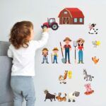 Family Farm Adhesive Wall Decals - Wall Décor Stickers for Kids & Toddlers Include Farm Animals, Pig, Rooster & More - Reusable Wall Decor for Bedroom, Living Room, Nursery, Classroom - Image 5